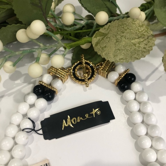 Monet vintage 1980’s double strand onyx necklace - Picture 2 of 3